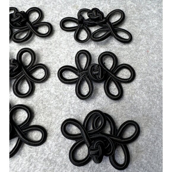 Black Frog Closure Set 6 Decorative Knot Fasteners Sewing Crafting - Picture 4 of 11